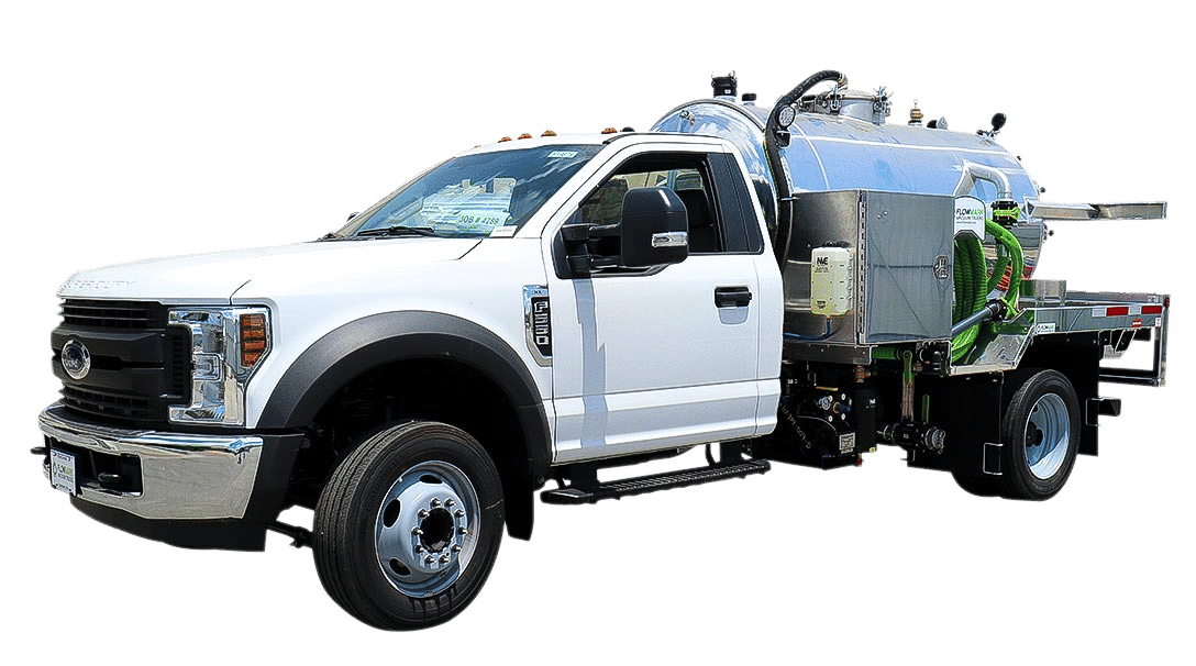 Professional porta potty cleaning truck and equipment used for sanitizing portable toilets in Bakersfield, CA